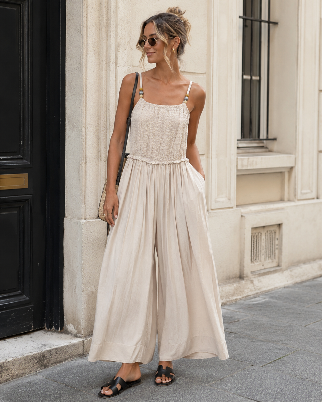 Jumpsuit met kralen Tisha Beige