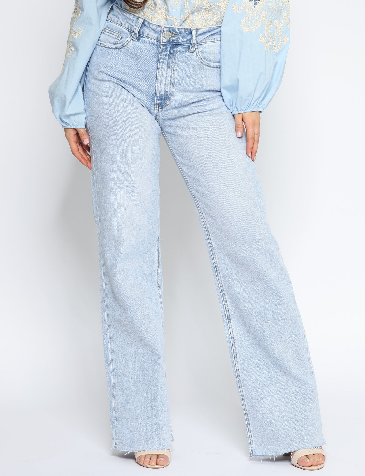 Queen Hearts | Wide leg jeans Nina-1 Lichtblauw