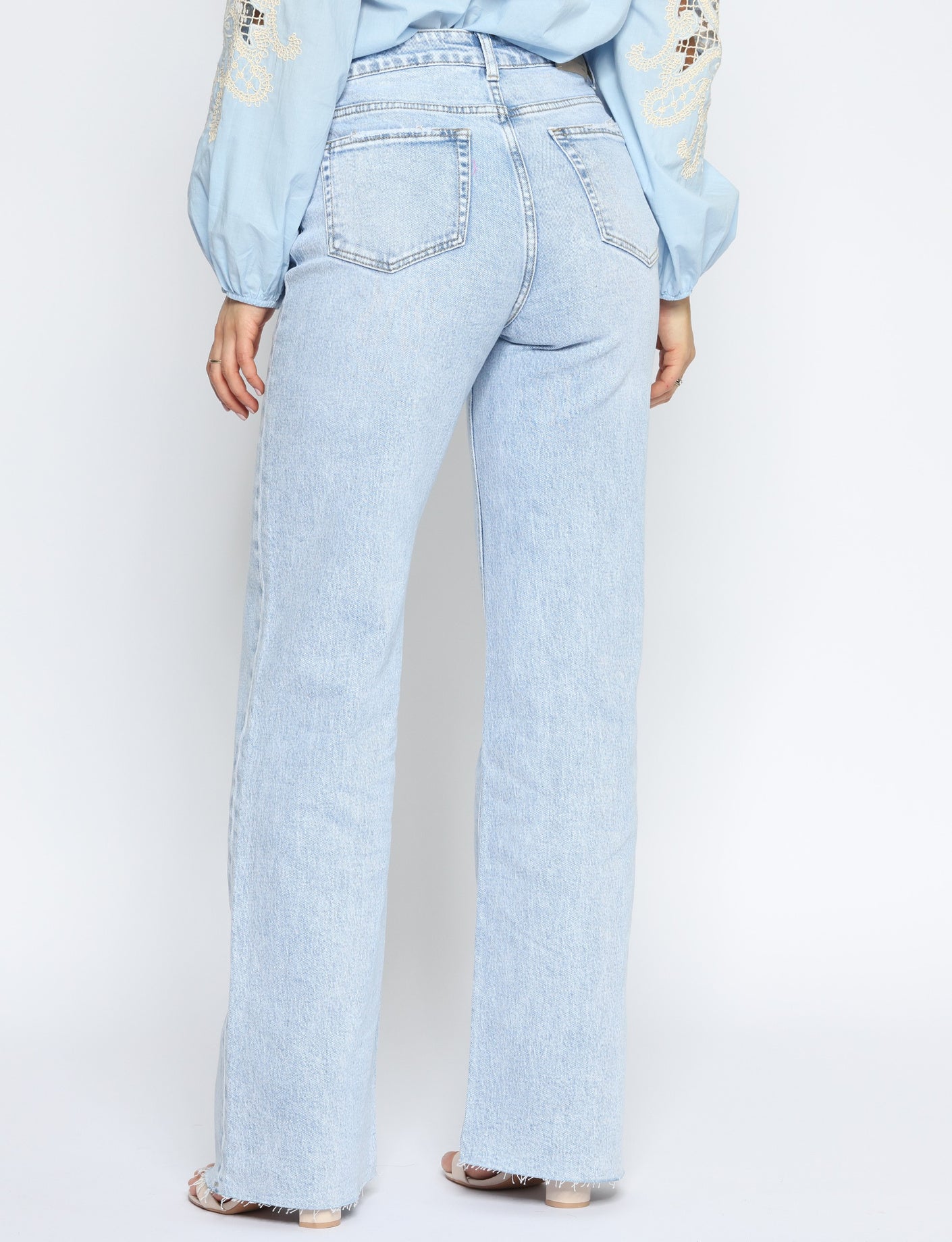 Queen Hearts | Wide leg jeans Nina-1 Lichtblauw