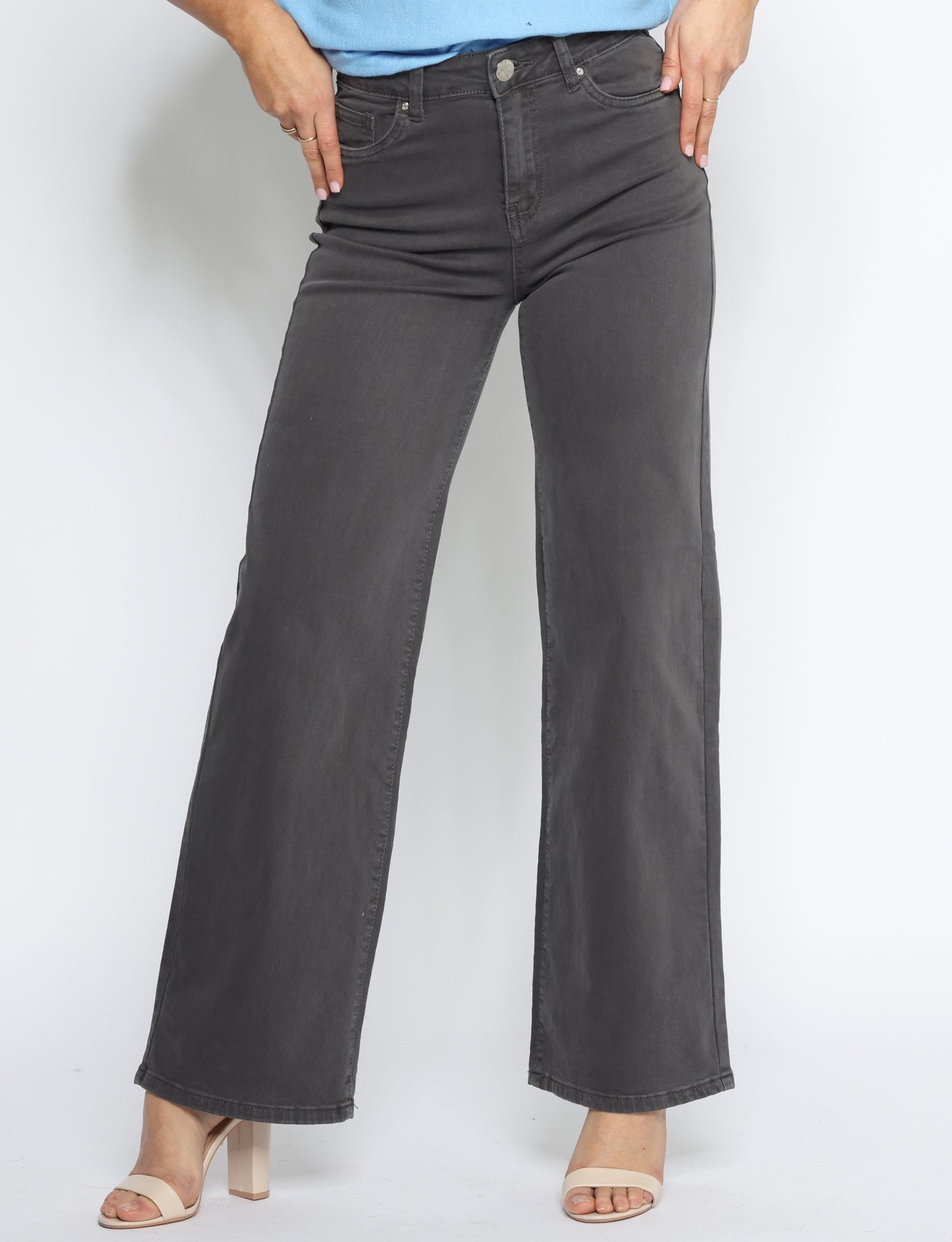 Goodies | Wide leg jeans Es-5 Donkergrijs