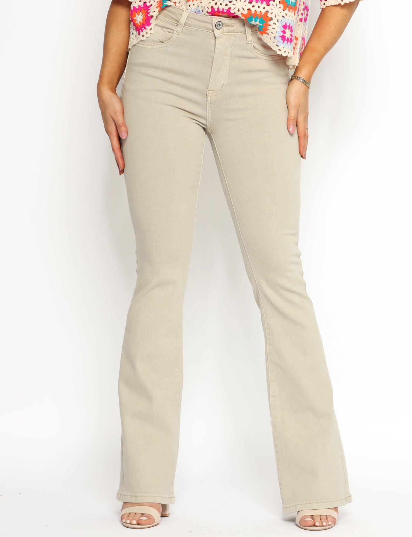 Hello Miss | Flared jeans Mitty-7 Beige