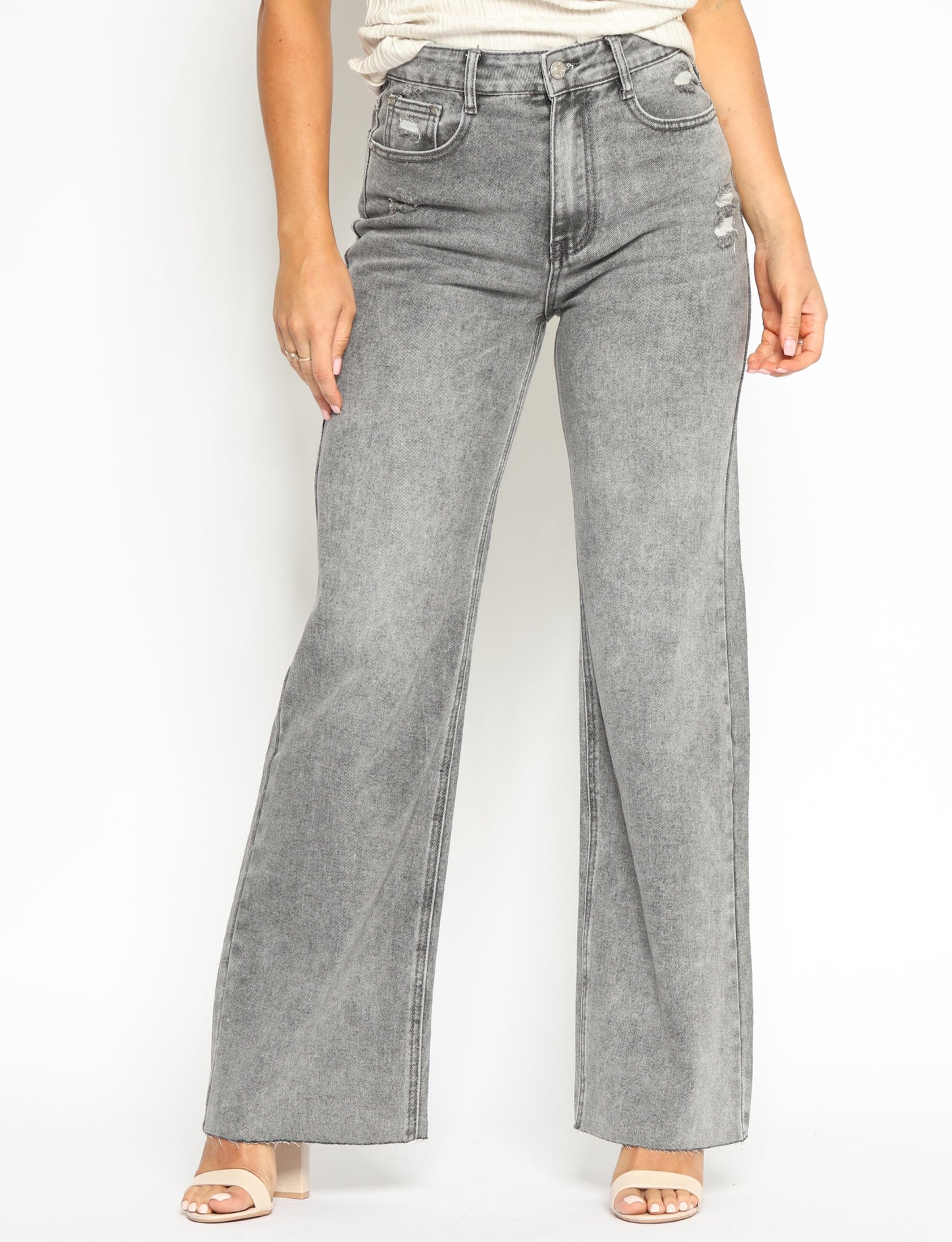 Folyrose | Wide leg jeans Lotte Grijs
