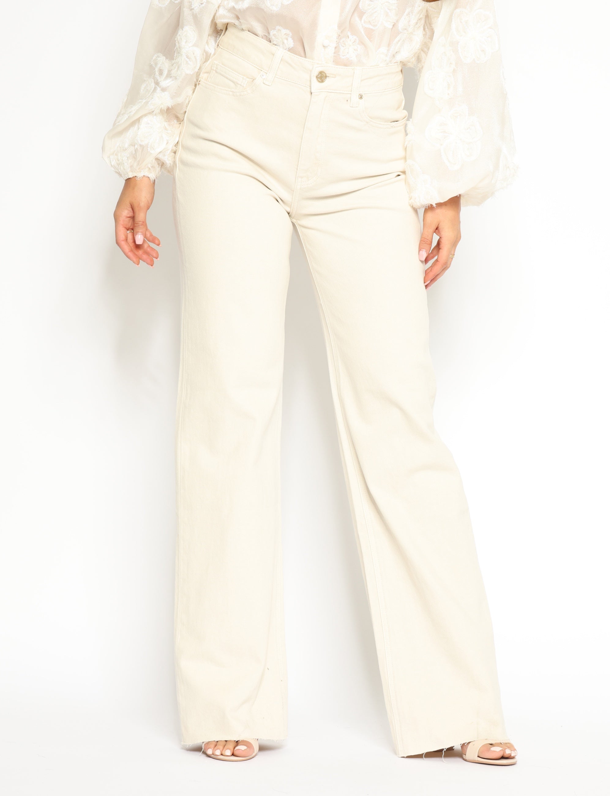 Queen Hearts | Wide leg jeans Nina-K Beige