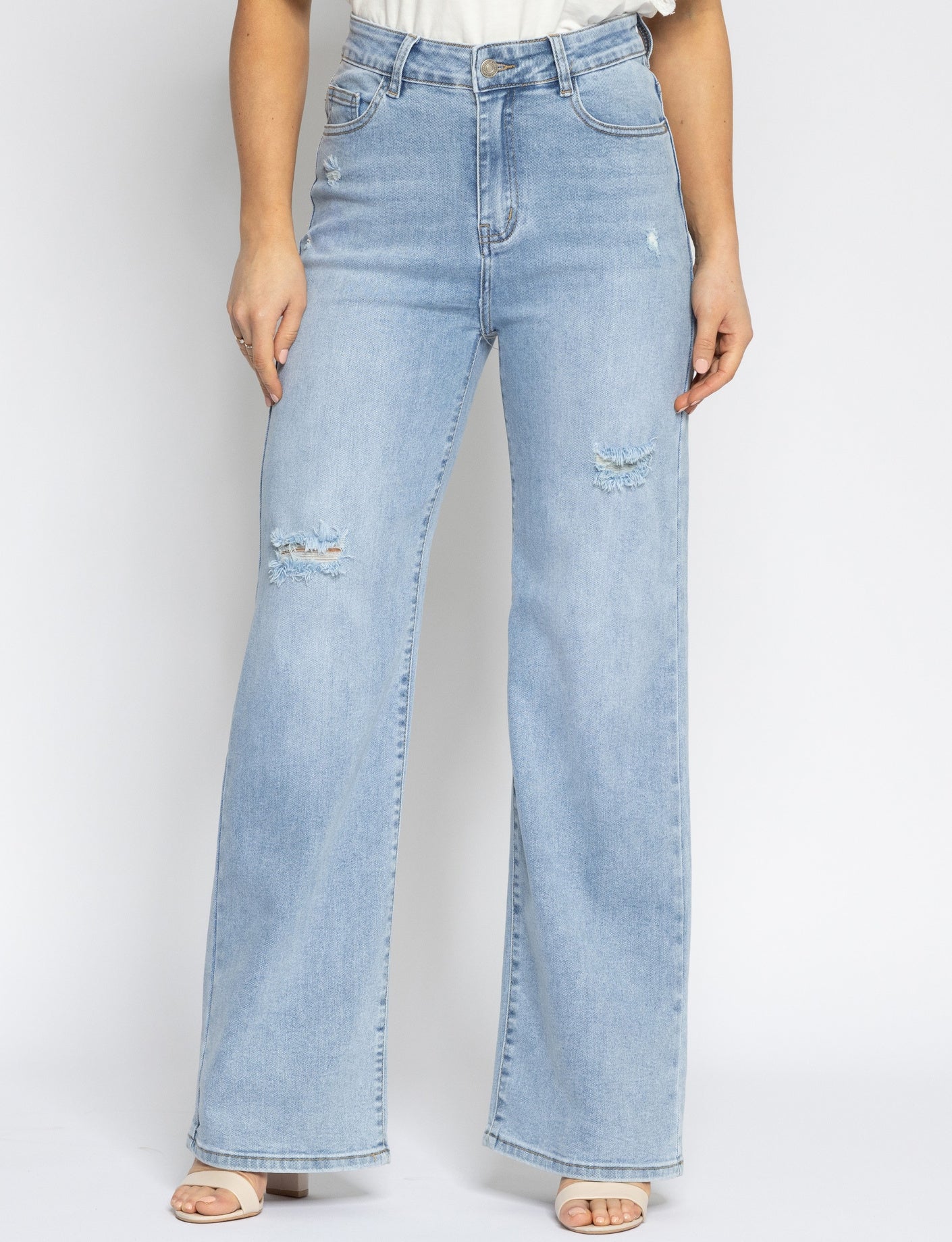 Hello Miss | Wide leg jeans Milou-6 Lichtblauw
