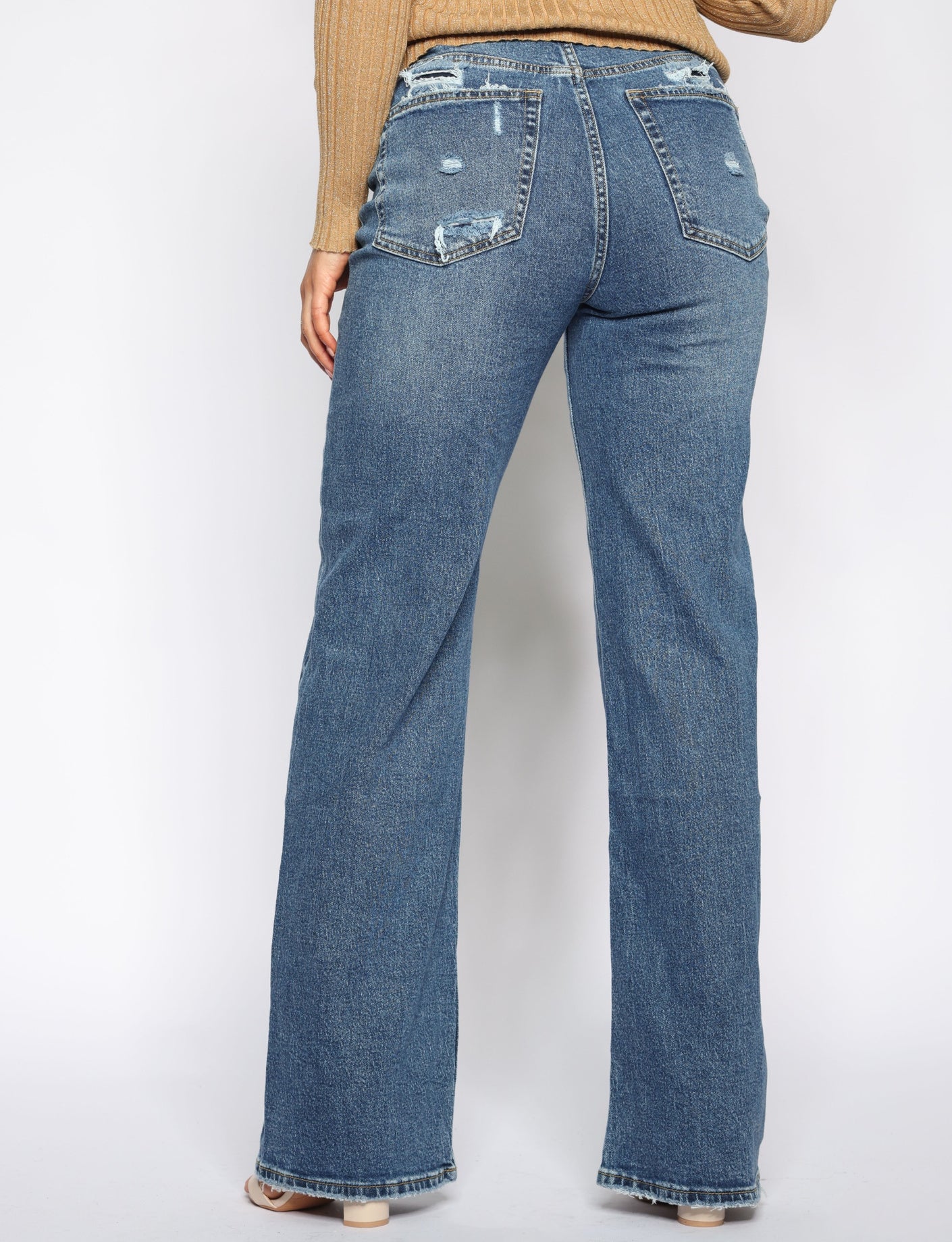 Queen Hearts | Wide leg jeans W3756 Blauw