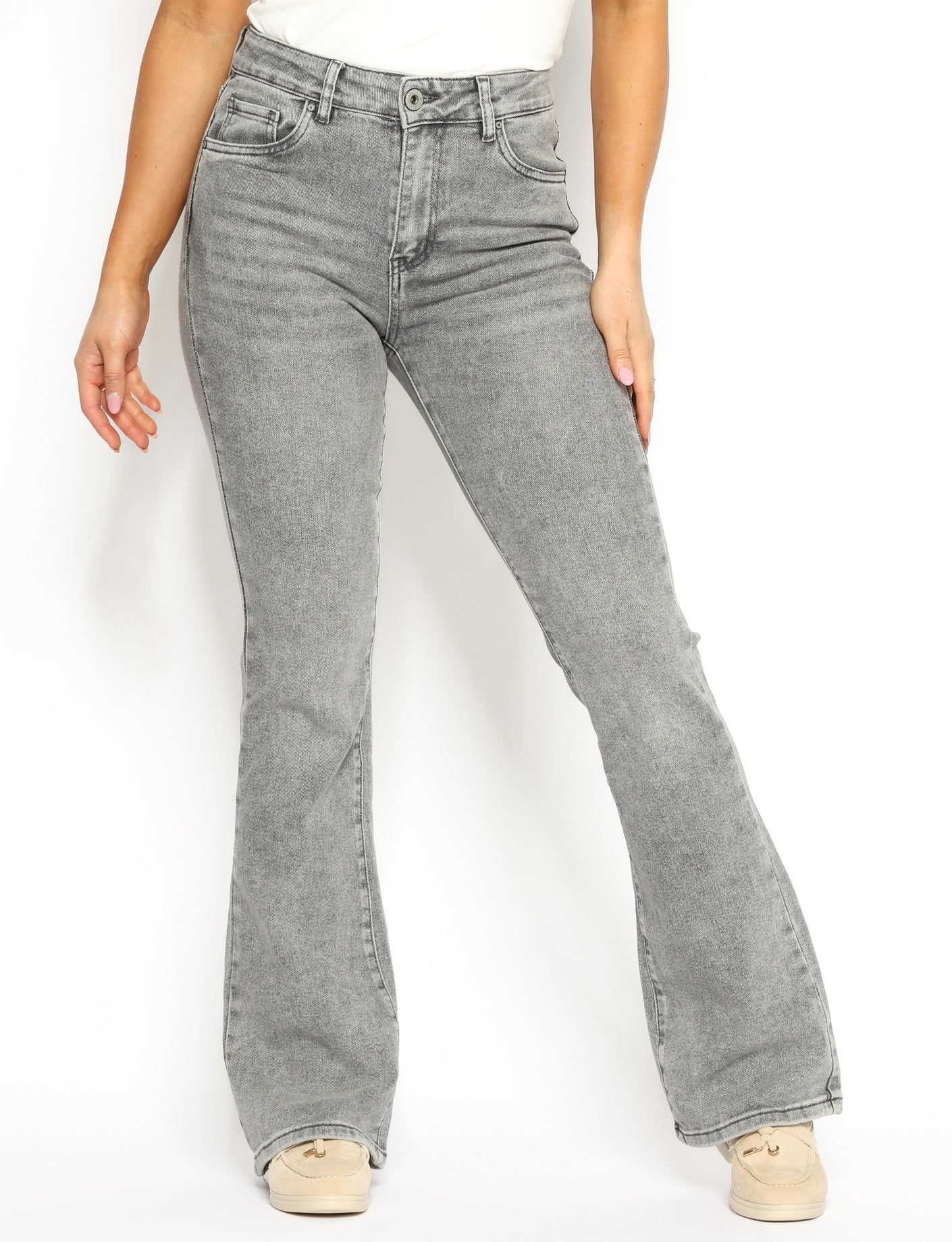 Norfy | Flared jeans Puck Grijs