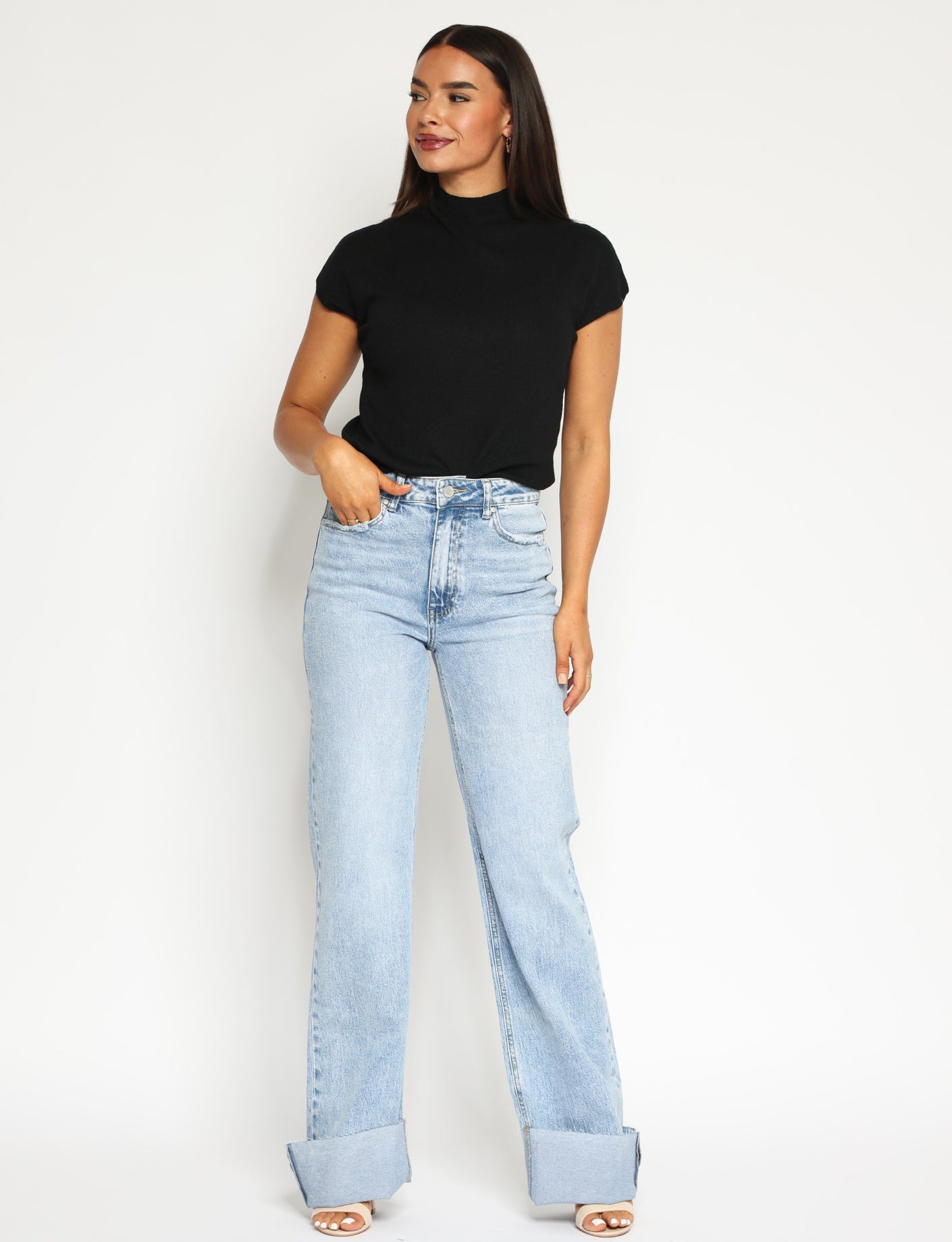 Queen Hearts | Wide leg jeans Jade-1 - extra tall Blauw