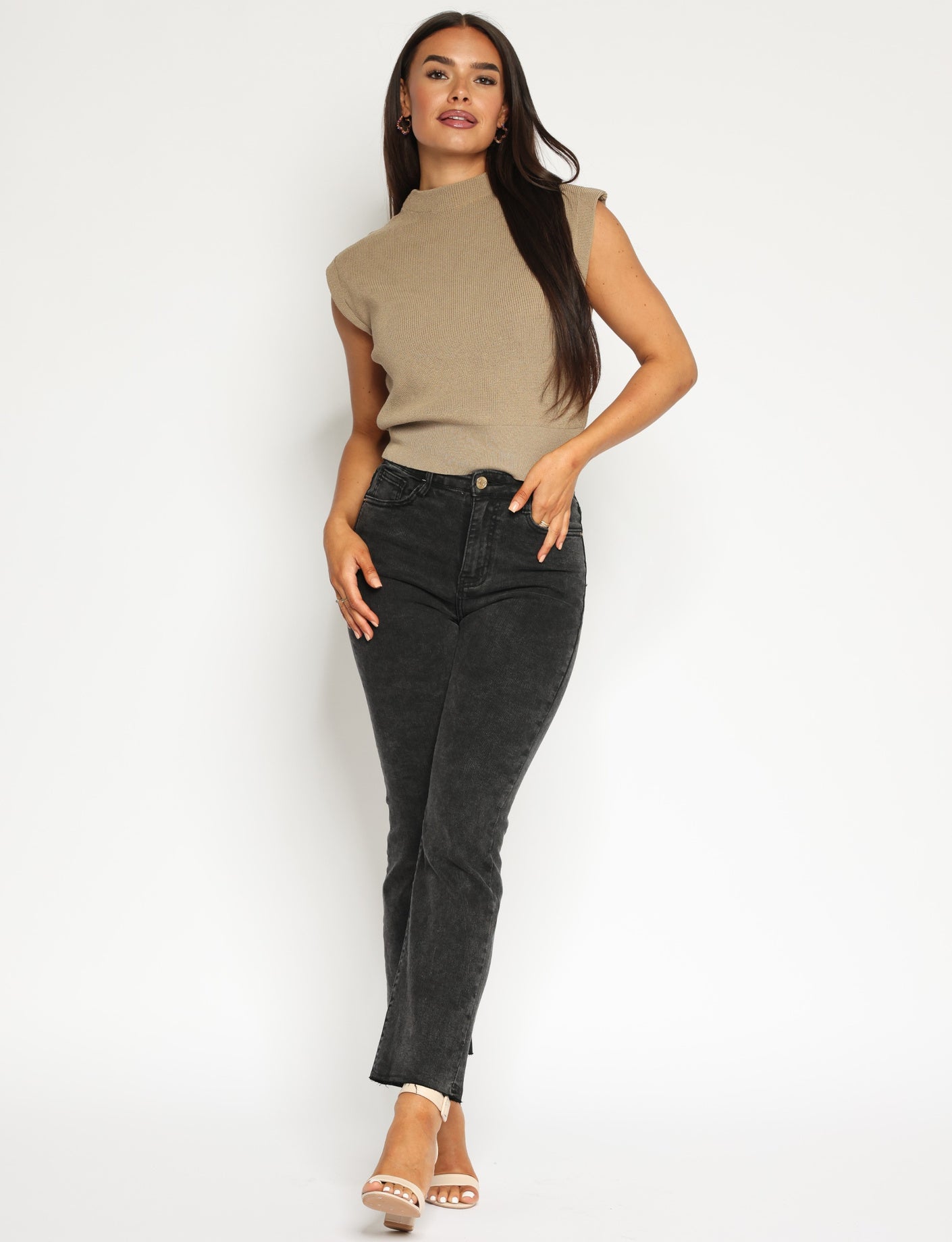 Folyrose | Flared jeans Noor Donkergrijs