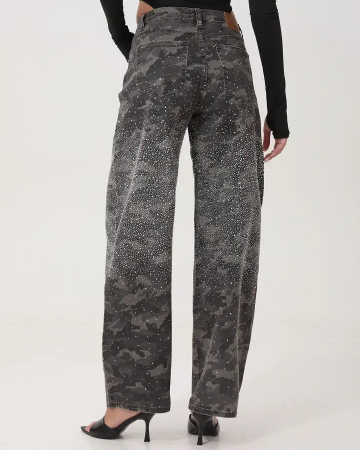 SeeSee Paris | Barrel jeans met strass Flo Army
