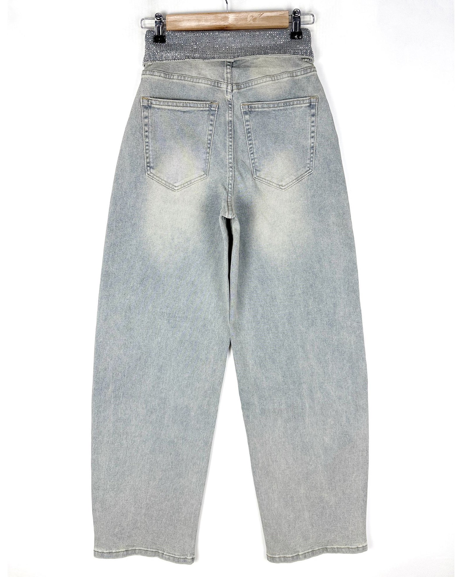 VS Miss | Barrel jeans strass omslag Nola Blauw