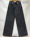 Queen Hearts | Wide leg, Straight jeans Rhinestones all over Tina-1 Zwart/ Zilver