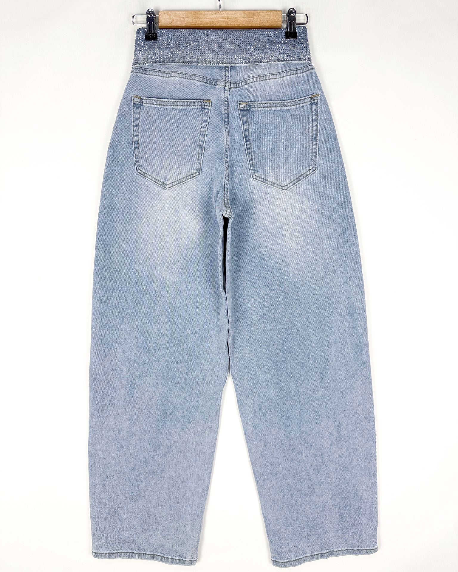 VS Miss | Barrel jeans strass omslag Liv Blauw