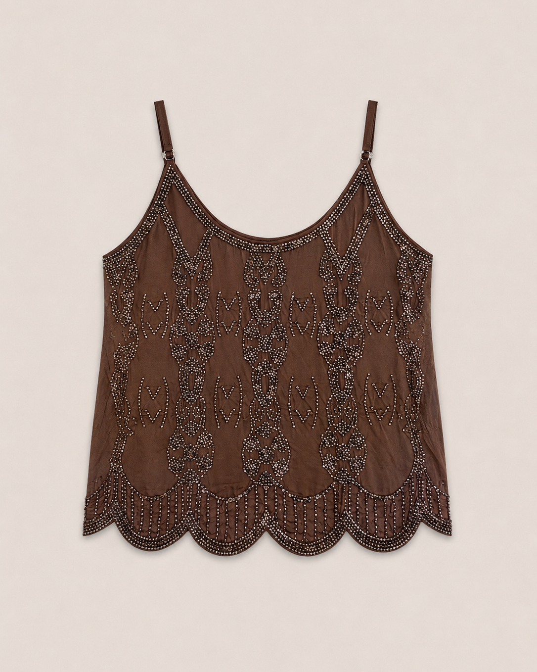 Top met kraaltjes Irvy Donkerbruin