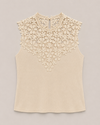 Mouwloze top met bloemen Lovely Beige