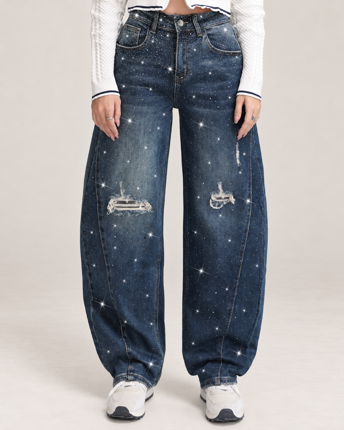 Hello Miss | Ballon jeans met strass Indy Donkerblauw
