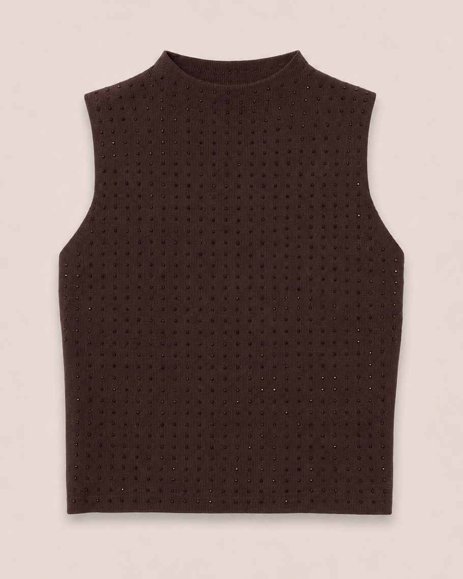 Mouwloze top met glitters Ivy Bruin