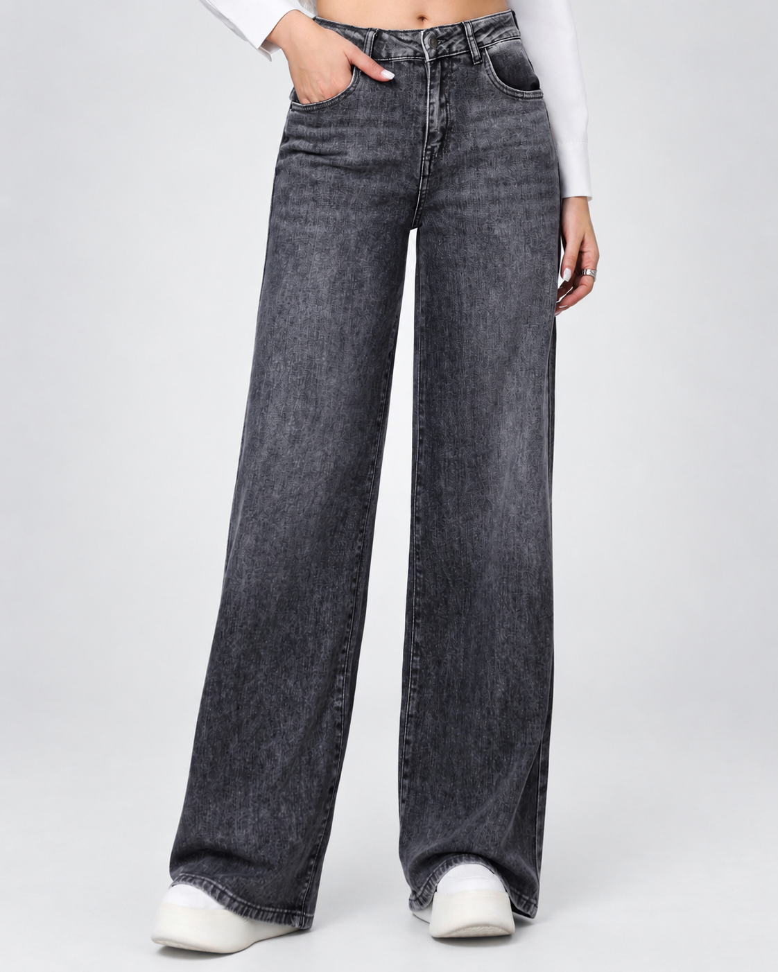 Hello Miss | Wide leg jeans Amber-5 Donkergrijs
