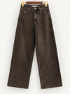 Queen Hearts | Wide leg jeans Eveline-1 Donkerbruin