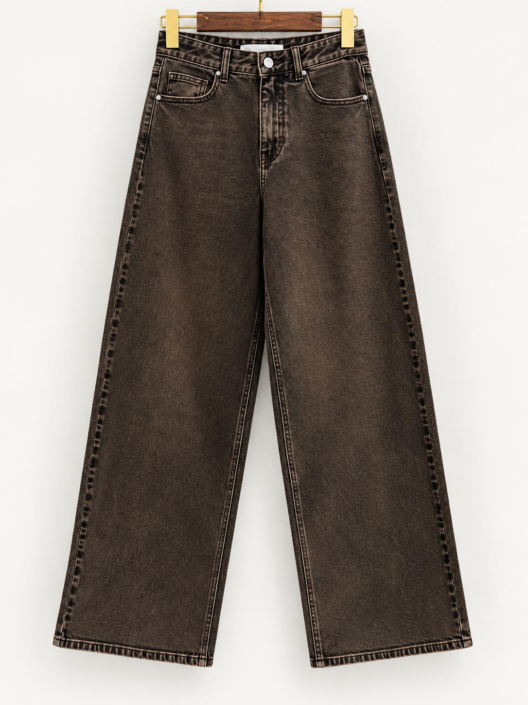 Queen Hearts | Wide leg jeans Eveline-1 Donkerbruin