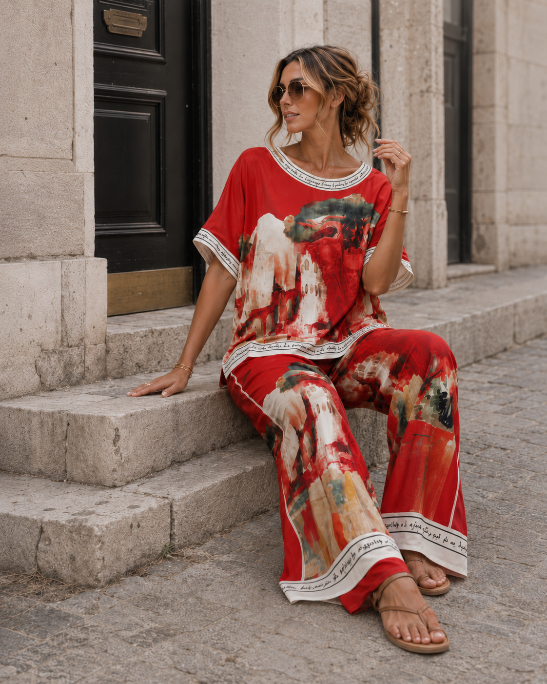 Co-ord set met print Eve Rood