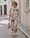 Co-ord set met print Eve Taupe