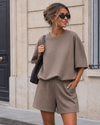 Co-ord set met glitters Mindey Taupe