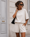 Co-ord set met glitters Mindey Beige