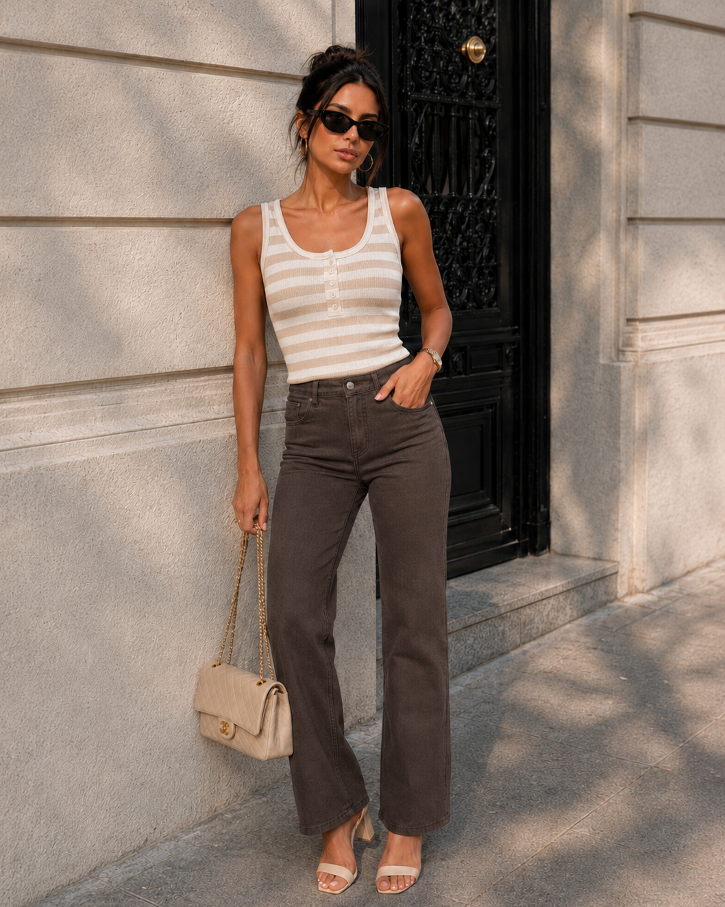 Redseventy | Wide leg jeans Kirsten-3 Donkerbruin