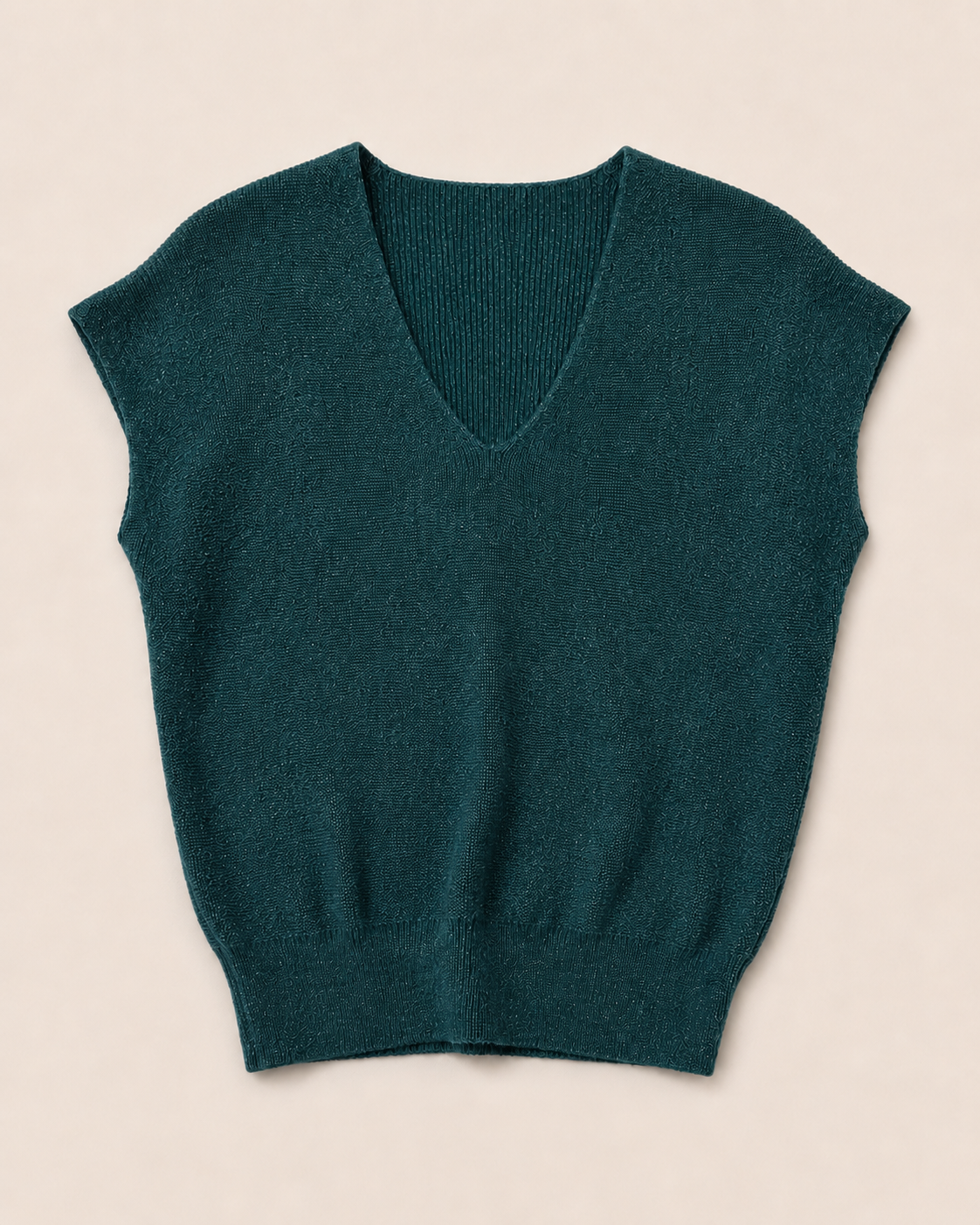 V-hals top met subtiele glitter Reny Petrol