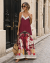 Lange jurk met print Eve Bordeaux