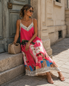 Lange jurk met print Eve Fuchsia