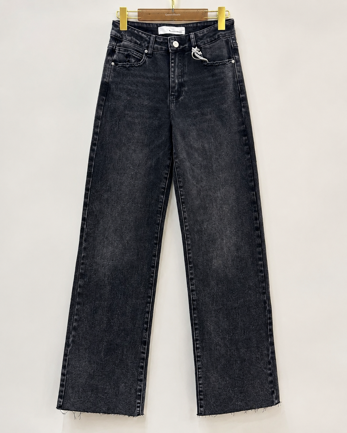 Queen Hearts | Wide leg jeans TALL Misty-2 Donkergrijs