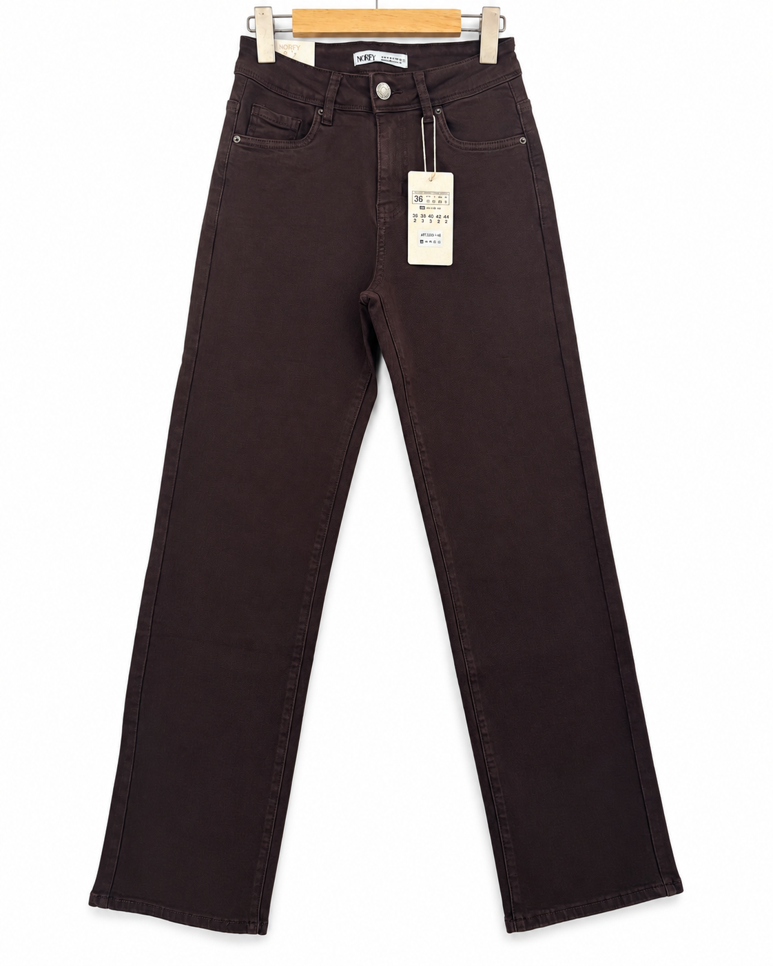 Norfy | Straight jeans power stretch Mimi Donkerbruin