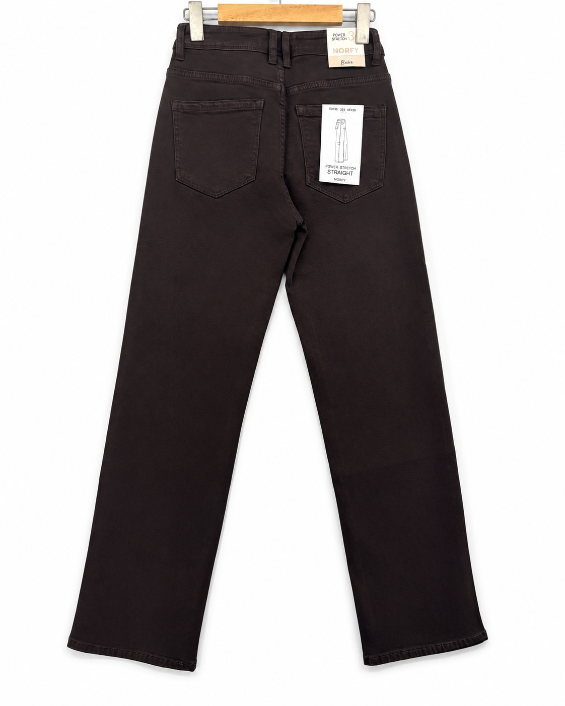 Norfy | Straight jeans power stretch Mimi Donkerbruin