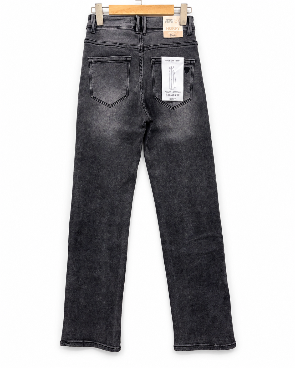 Norfy | Straight jeans power stretch Cindy Donkergrijs