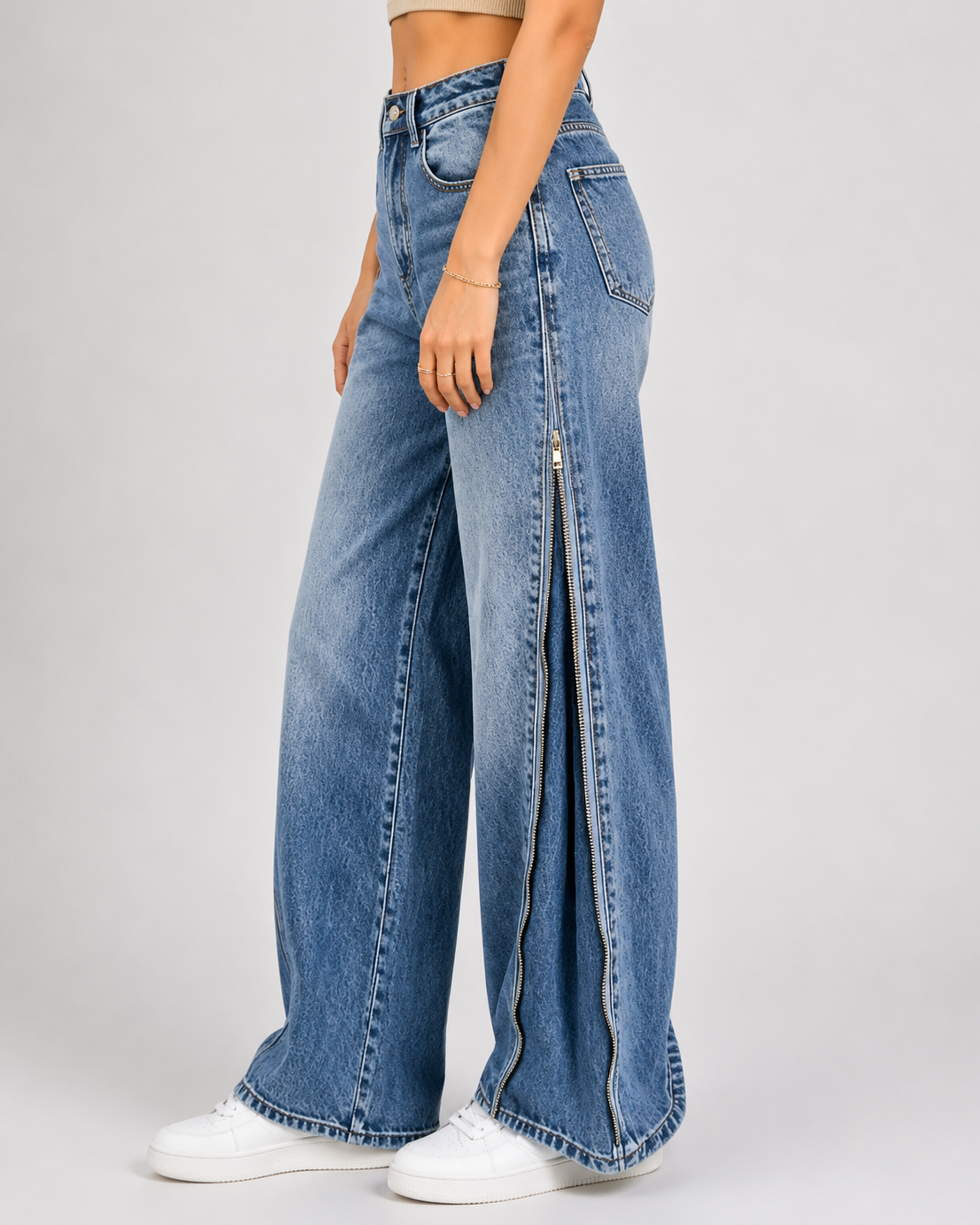Laulia | Palazzo jeans met ritsen Livia Blauw