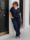 Basic top met V-hals Edith Donkerblauw