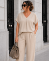 Basic top met V-hals Edith Zand
