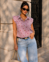 Gestreepte mouwloze blouse met hartjes Ivy Bordeaux