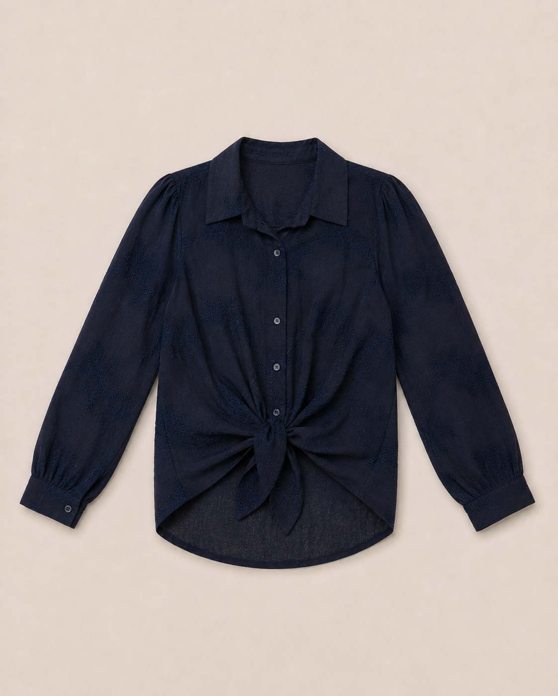 Blouse met strik Evelyn Donkerblauw
