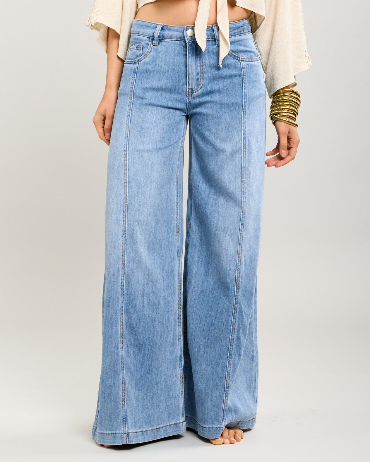 wide leg jeans dames palazzo model toxik vooraanzicht