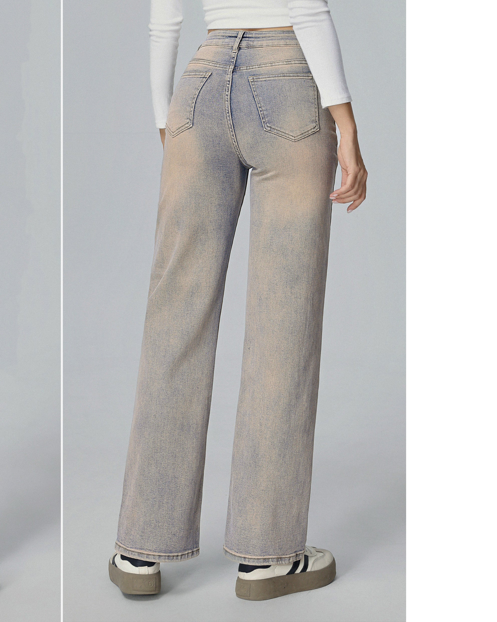 Hello Miss wide leg jeans grijsblauw beige wassing - achterkant
