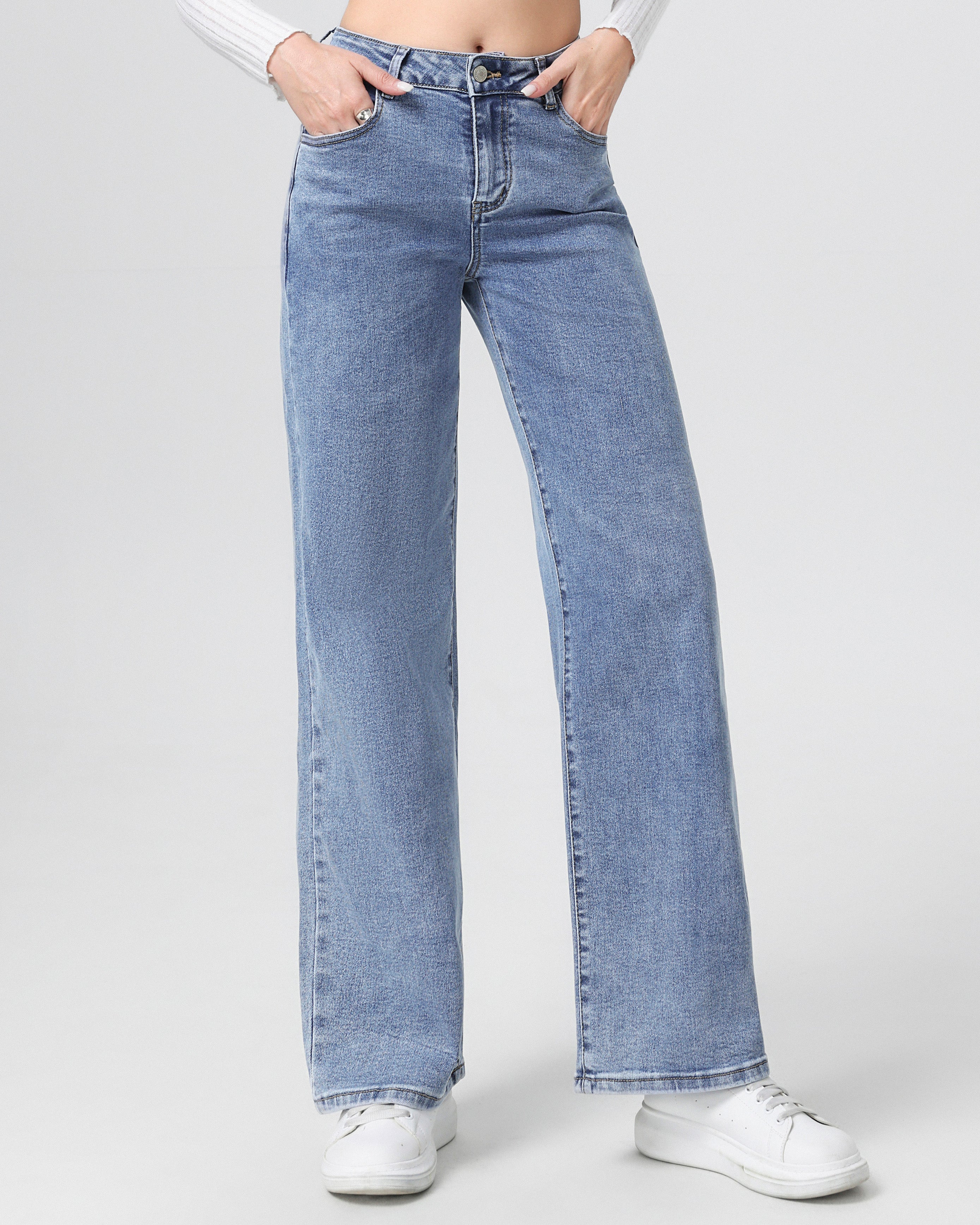 Hello Miss blauwe wide leg jeans High Waist