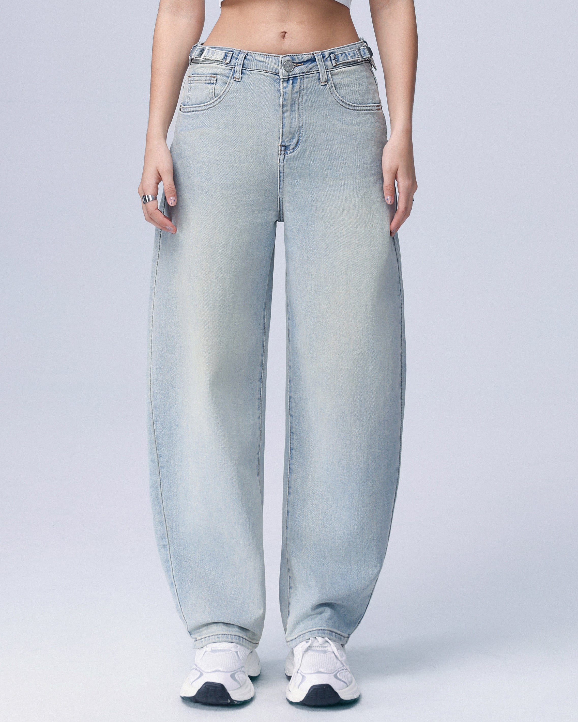 Hello Miss balloon fit jeans lichtblauw voorkant