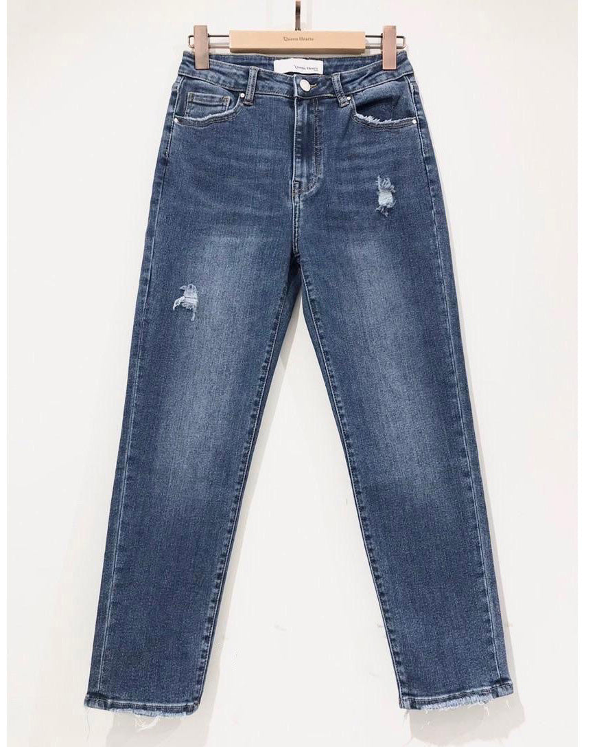 Queen Hearts | Mom jeans Selena Blauw