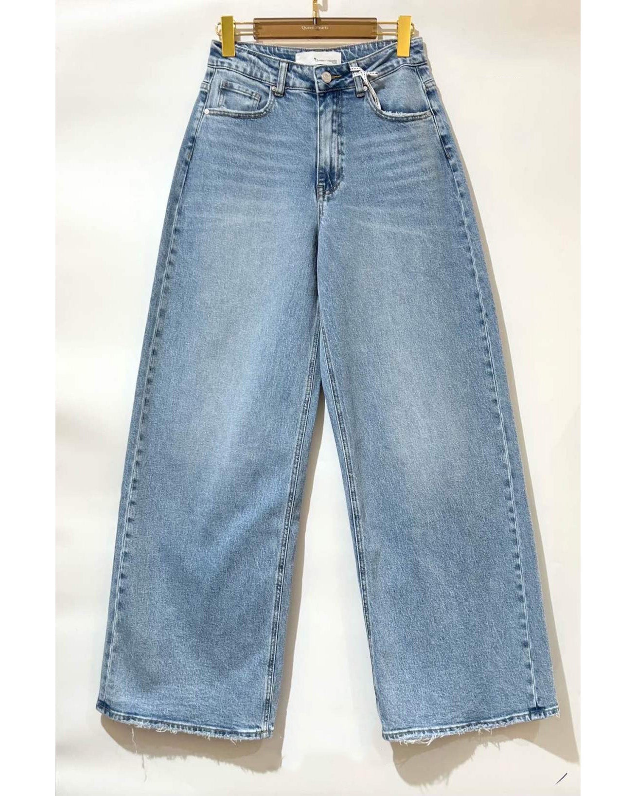 Baggy wide leg jeans dames Queen Hearts lichtblauw