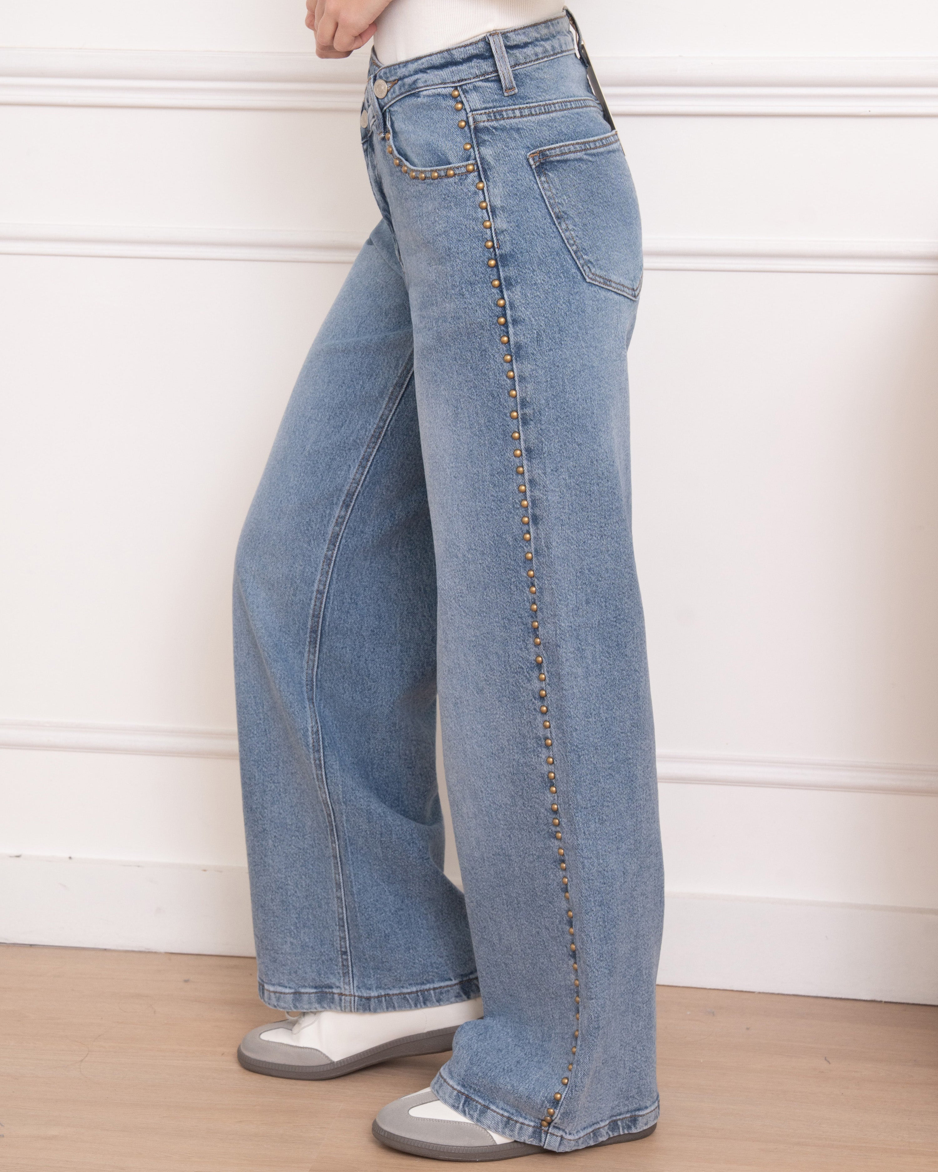 Trendy wide leg jeans dames met studs Twinkels Folyrose - 2