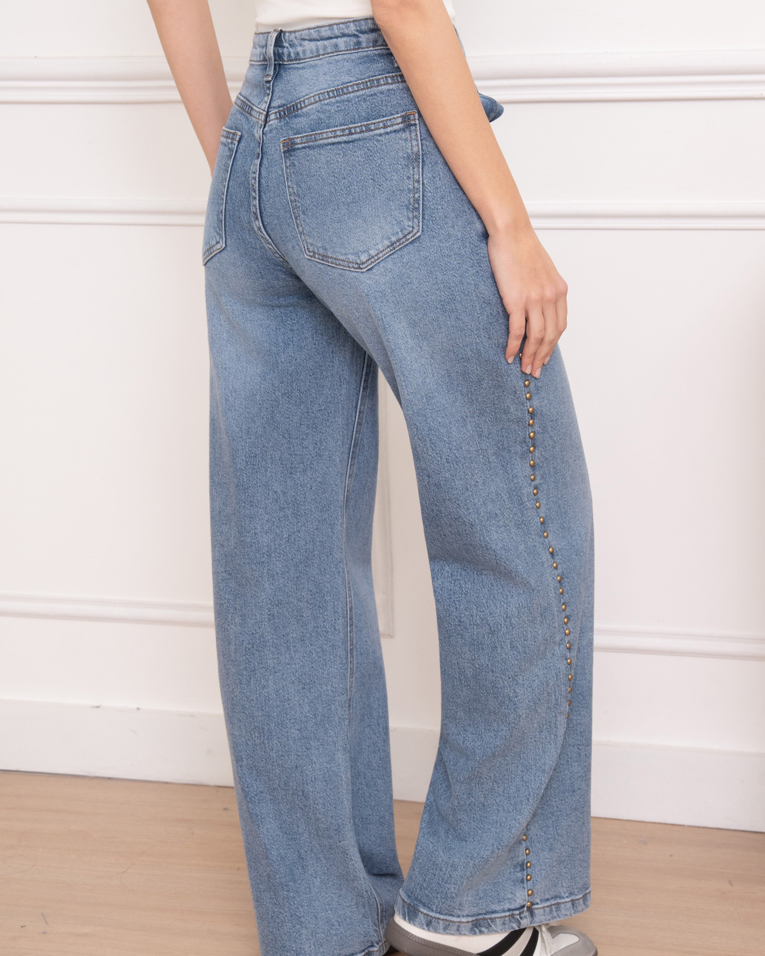 Trendy wide leg jeans dames met studs Twinkels Folyrose - 3