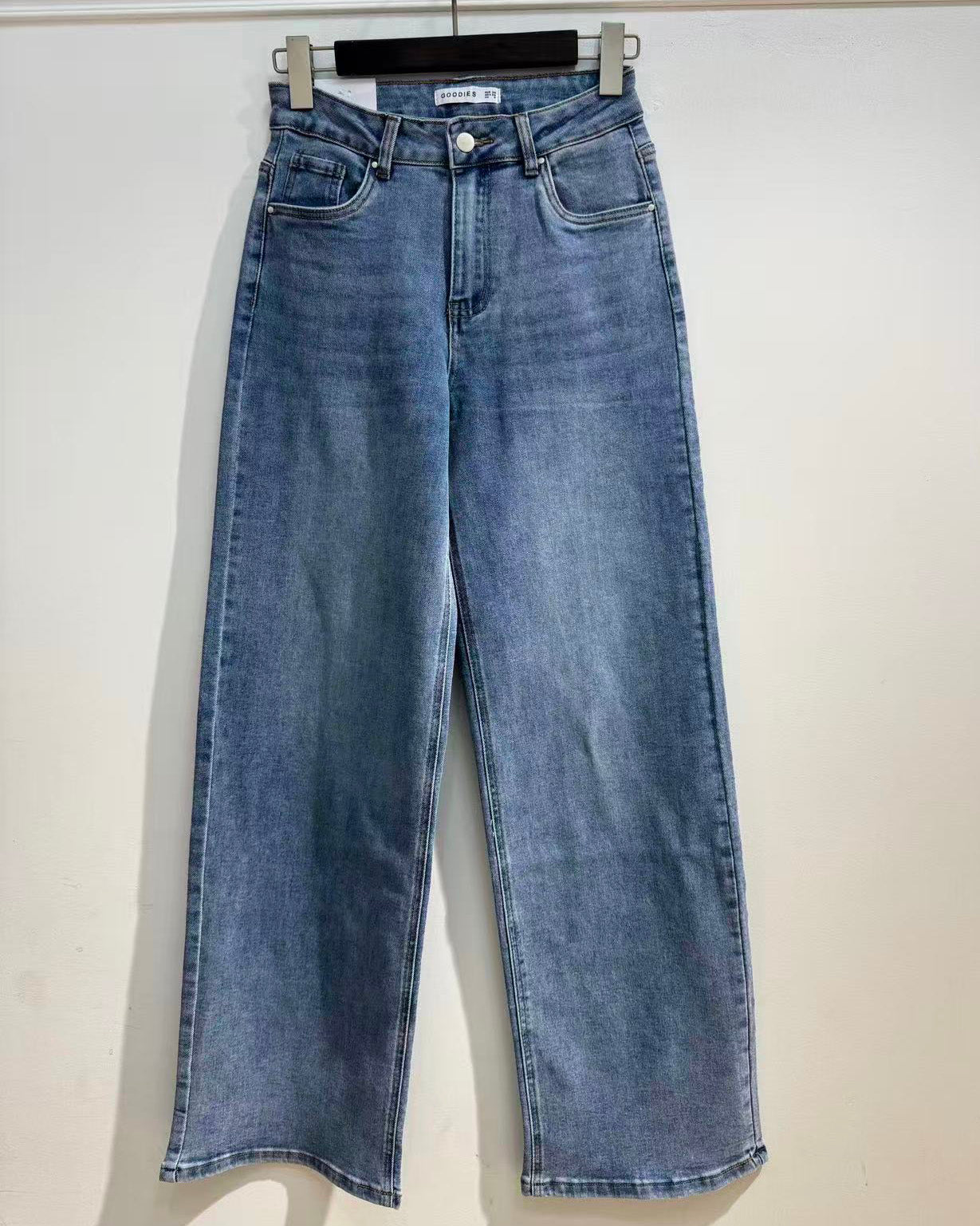 Lichtblauwe wide leg jeans Goodies maat 34 tot 48 - voorkant