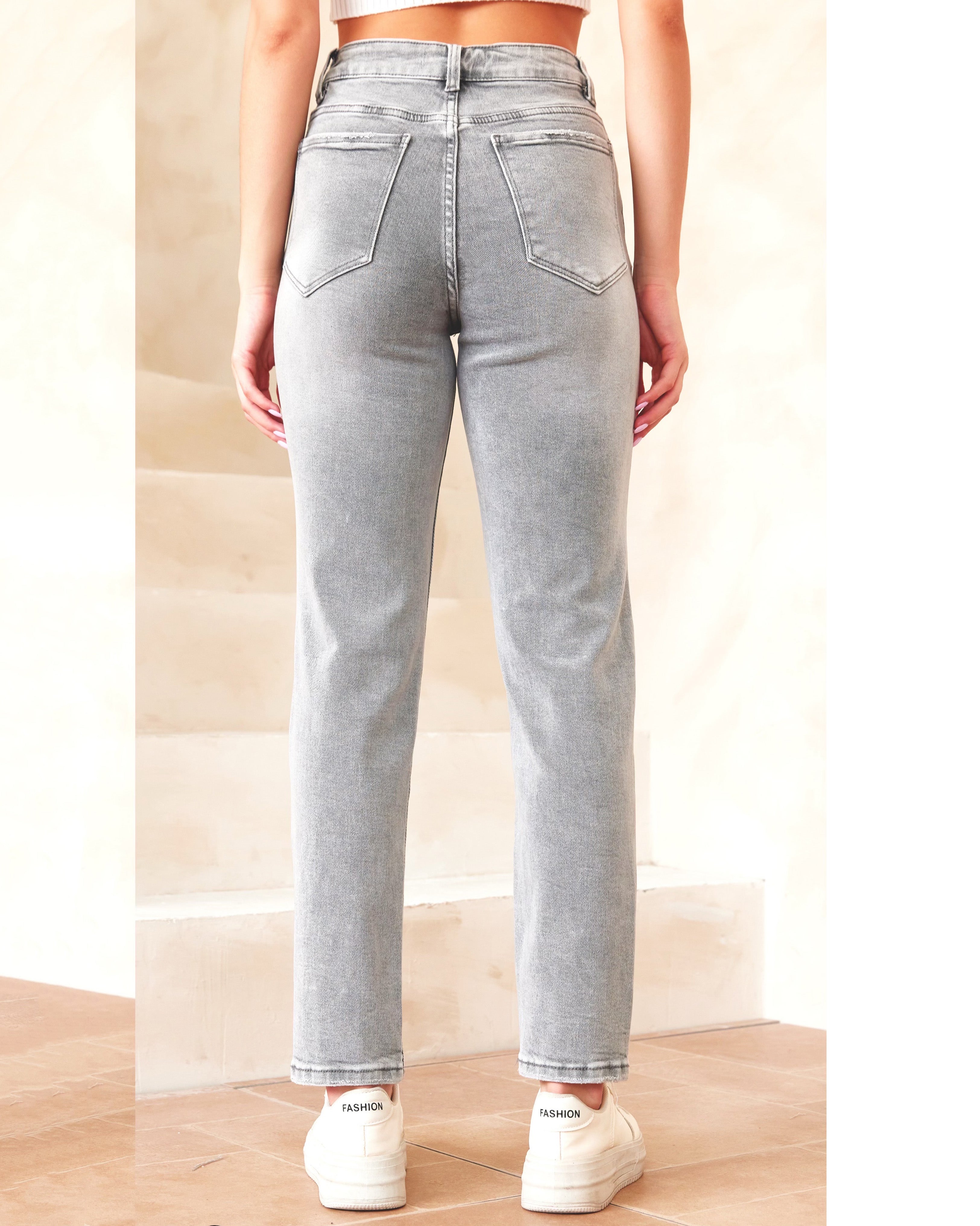 Laulia | Mom fit jeans Moma-34 Grijs